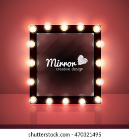 Mirror Realistic Vector Background Make Up Bulb