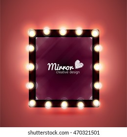 mirror realistic vector background make up bulb