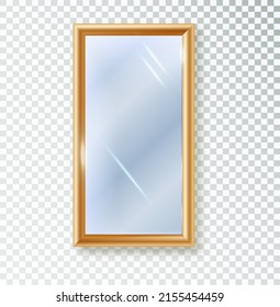 mirror is rectangular insulated. Realistic rectangular mirror frame, white mirrors template. Reflective glass surfaces isolated. Realistic 3D interior furniture design.