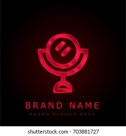 Mirror red chromium metallic logo