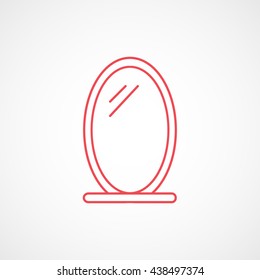 Mirror Red Line Icon On White Background