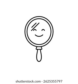 Mirror Reflecting Smiling Face Representing Self-Reflection and Positivity