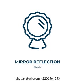 Mirror reflection icon. Linear vector illustration from beauty collection. Outline mirror reflection icon vector. Thin line symbol for use on web and mobile apps, logo, print media.