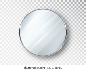 Mirror round isolated. Realistic round mirror frame, white mirrors template. Realistic 3D design for interior furniture. Reflecting glass surfaces isolated