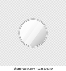 Mirror round isolated. Realistic round mirror frame, white mirrors template. Realistic 3D design for interior furniture. Reflecting glass surfaces isolated. Vector illustration.