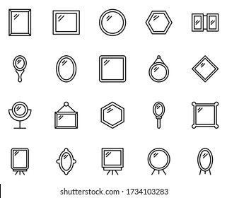 Mirror set line icons in flat design with elements for web site design and mobile apps.  Collection modern infographic logo and symbol. Mirror vector line pictogram