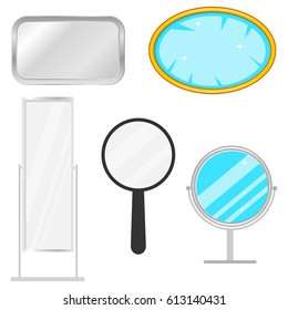 Mirror, a set of mirrors. Flat design, vector illustration, vector.