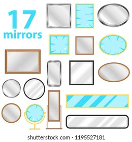 Espejo, un conjunto de espejos. Espejo realista. Ilustración vectorial, vector.
