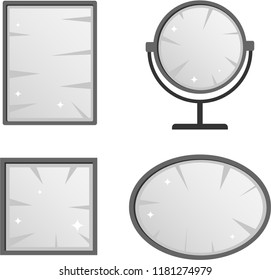 Mirror, a set of realistic mirrors. Vector illustration cartoon mirror.