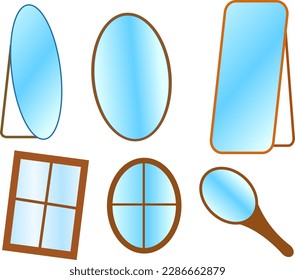 mirror set vector illustration, simple design for symbol, Modern or classic and frames, mirror for interior