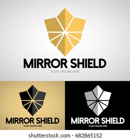 Mirror Shield design for Creative Business, Security Company, Lifeguard, etc. Logo Vector Template.