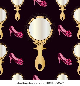 Mirror and Shoe seamless vector repeat pattern Pattern