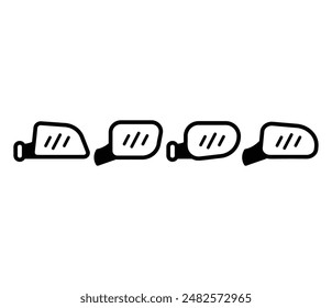 Spiegelseite Auto Symbol Symbol Zeichen Vektorgrafik Design Schwarz Weiß Farblinie Moderne Illustration Kollektion Set