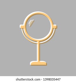 Mirror sign illustration. Emboss effect with light orange icon on gray background.