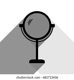 Mirror sign illustration. Vector. Black icon with two flat gray shadows on white background.