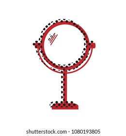 Mirror sign illustration. Vector. Brown icon with shifted black circle pattern as duplicate at white background. Isolated.