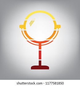 Mirror sign illustration. Vector. Horizontally sliced icon with colors from sunny gradient in gray background.