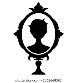 Mirror Silhouette Line Art Illustration – Icon, Logo, and Clipart