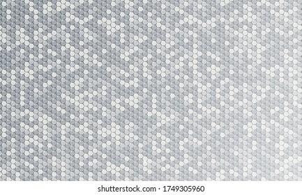 Baldosas de abeja plateadas espejo. Patrón de geometría de mosaico abstracto. Hexagon mínimo espejo de fondo del peine de miel para la cubierta moderna, y baner, web. Fondo de mosaico de plata vectorial