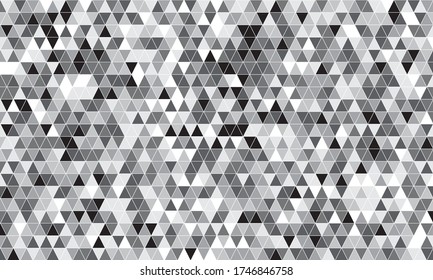 Baldosas de triángulo plateado espejo. Patrón de geometría de mosaico abstracto. Triángulo mínimo de fondo espejo para portada moderna, baner de anuncios, web. Fondo de mosaico de plata vectorial