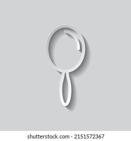 Mirror simple icon. Flat design. Paper style with shadow. Gray background.ai