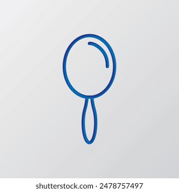 Mirror simple icon. Flat design. Paper cut design. Cutted blue symbol with shadow. Gray background.ai
