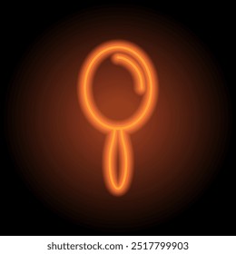 Ícone simples de espelhamento. Design plano. Néon laranja no fundo preto.ai