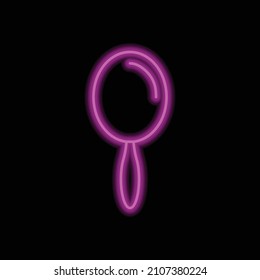 Mirror simple icon. Flat desing. Purple neon on black background.ai