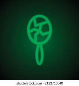 Mirror simple icon vector. Flat desing. Green neon on black background with green light.ai