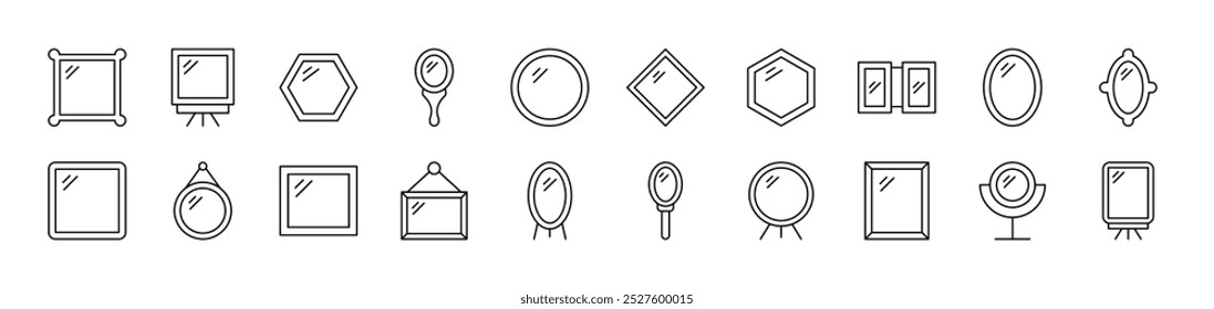 Mirror Simple Isolated Line Icons Collection. Editable Stroke. Suitable for Web Sites, Books, Cards, Apps