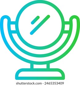 Mirror skincare and beauty care icon with blue and green gradient outline style. mirror, white, reflection, style, wall, modern, object. Vector Illustration