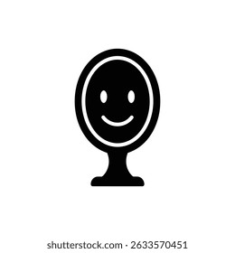 Mirror with Smiling Face Representing Self-Acceptance and Positivity