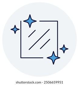 Mirror Smooth Finish Icon Design. Represents Smooth Finish, Mirror-Like Surface, Flawless Finish, Polished Surface. Vector icon.