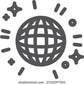 Mirror sphere for party dance. Disco line icon