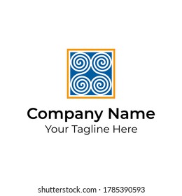 Mirror Spiral on Square Logo Vector. Unique Company Branding