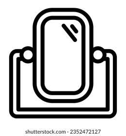 Mirror with stand line icon, Furniture concept, stand mirror frame sign on white background, desk makeup mirror icon in outline style mobile concept web design. Vector graphics.
