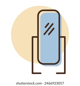 Mirror with stand in a sleek vector icon. Graph symbol for furniture, web site and apps design, logo, app, UI
