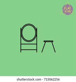 Mirror with a stool line icon