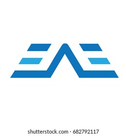 Mirror style of V vector or roof and wings blue modern syle