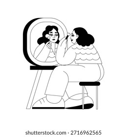 Ilustración de concepto de personaje de Vector de estilo blanco y negro. 