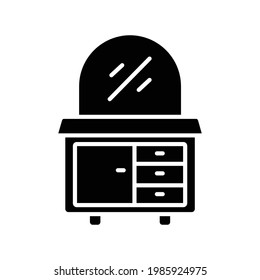 Mirror table design. Glyph icon style. simple illustration. Editable stroke. Design template vector