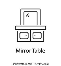 Mirror Table vector outline icon for web isolated on white background EPS 10 file