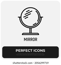 Mirror thin line icon. Modern vector illustration of vanity decoration.