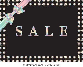 Mirror tiles and ribbon hanging, letters