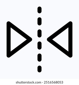 Icono De La Herramienta Del Espejo, Icono Del Reflejo De La Derecha Y De La Izquierda, Icono Lineal Aislado Del Vector.