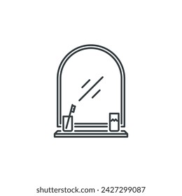Mirror, toothbrush, house, furniture, home, decoration icon, vector illustration