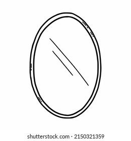 Spieglein. Vektordoodle-Illustration. Zeilensymbol. Inneneinrichtung der Elemente für das Haus.
