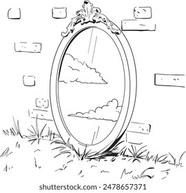 Mirror vector Illustration icon decorated for print and web use for beauty, psychology, mirror, reflection.