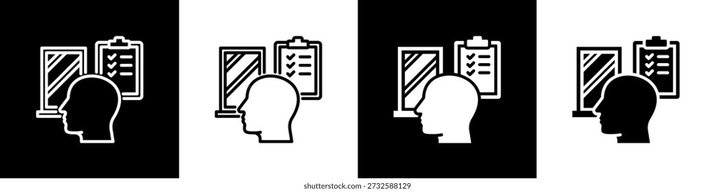Icono de la vista del espejo Estilo blanco y negro del fondo