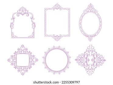 Mirror and window frames illustration for fairytales princess design